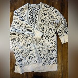Black and White Patterned Sweater Cardigan